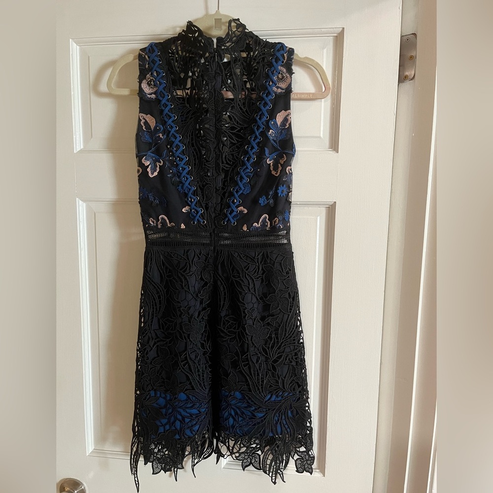 Self Portrait Navy & Black mini dress